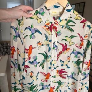 Anthropologie print silk blouse